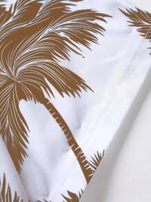 Men's Random Palm Tree Printed Shirt For Spring/Summer - Yellow - View 3