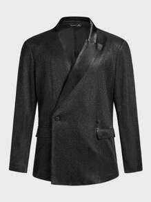 Manfinity VCAY 2 piezas Conjunto de playa para el Día del Padre, trajes hombre elegantes y casuales de ajuste slim para boda y fiesta - Negro - Ver 6