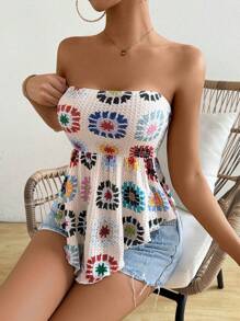 Breezaya 格紋針織不對稱圓擺夏日背心，女士 - 彩色 - 查看 4