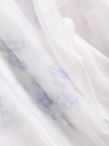 DAZY 女士雪纺印花露肩荷叶边连衣裙夏季吊带裙复活节连衣裙 - 藍色 - 查看 10