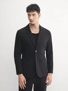 AKNOTIC Business Casual Áo khoác gió dệt ôm sát UPF dành cho nam, phù hợp cho mùa xuân/hè, mùa thu đông - màu đen - Xem 3
