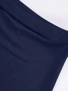 INAWLY Solva Women's Round Neck Simple Solid Color Short-Sleeved Top And Skirt Set, Summer - Navy Blue - View 5