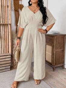 SHEIN Clasi Sleeveless Jumpsuit With Backless Design For Commuting - Apricot - View 5