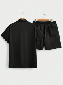 Manfinity VCAY Conjunto casual de camisa y shorts tejidos