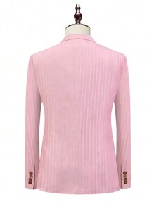 Manfinity Mode Men's Striped Jacket And Pants Suit - Pink - View 2