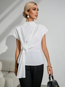 Firerie 女士高端前綁帶白色夏季上衣