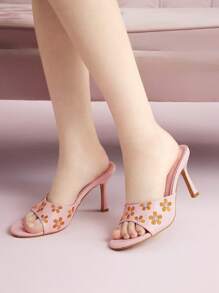 CUCCOO DOLLMOD Women Fashionable And Elegant High Heels With Small Flower Embroidery