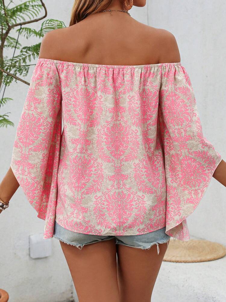 Women's Off-Shoulder Bell Sleeve Casual Summer Shirt