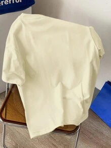 Manfinity EMRG Camiseta de manga corta con cuello redondo, estampado de coche de carreras y letras para verano