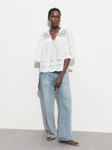 Maija Floral Collar Tie Casual Elegant Campus Blouse, Suitable For Independence Day, Graduation Season, Spring/Summer, Vacation, Beach, Everyday Wear