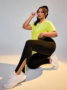 Easithlete Plus Size Women's Fashionable Loose Fit & Block Long Sleeve Sportswear Set Workout Women Set - Multicolor - View 5