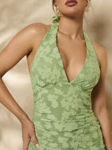 Glamine Spring/Summer V-Neck Halter Short Dress With Cinched Waist For Women Bodycon Dress