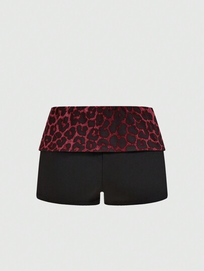 Grunge Punk Shorts sexys de leopardo de cintura baja para mujer Y2K para uso en casa, exteriores y yoga