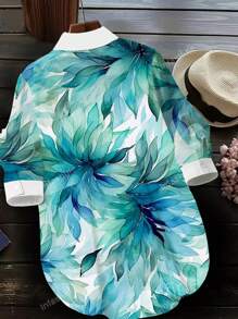 Women's Fashionable Casual Printed Long-Sleeve Turn-Down Collar Loose Fit Skin-Friendly Shirt