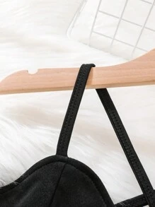 SHEIN Tween Girls' Rhinestone Tassel Tank Top And Split Skirt Outfit - Black - View 6