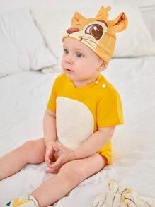 SHEIN 3pcs/Set Baby Boys' Casual Animal Lion Printed Playwear Costume Including Hat And Gloves, Spring/Summer