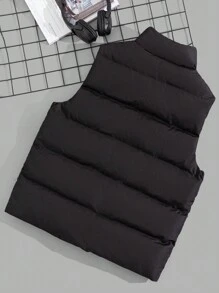 RueChic 男士口袋和標籤常規棉袄背心 - 黑色 - 查看 2