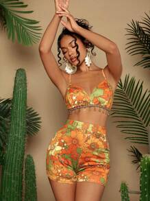 Travachic 3入組印花假日風格背心上衣、短褲和和服套裝 - 彩色 - 查看 4