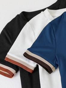 SHEIN Young Boy Academy Solid Color Multi-Pack T-Shirts - Multicolor - View 5