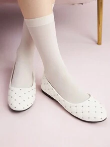 CUCCOO DOLLMOD 女士時尚鑲嵌鑽石圖案扁鞋 - 白色 - 查看 5