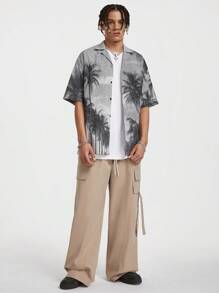 Manfinity VCAY 男款數字印花鬆身短袖織襯衫，夏季 - 彩色 - 查看 6