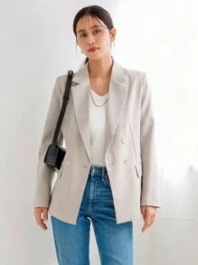 Aveloria Modichic Ladies' Plain Buttoned Long Sleeve Blazer - Khaki - View 4