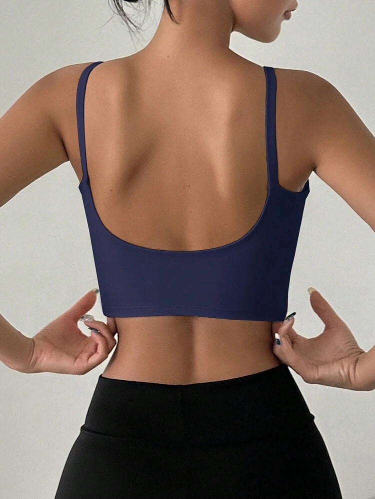 Women's Solid Color Simple Style Sports Bra With Beautiful Back Design