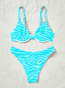 Swim Vcay 2PCS Women's Summer Beach Zebra Print Sexy Bikini Set 2025