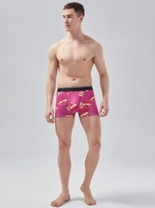 Men's Dessert Heart Printed Tape Boxers - Multicolor - View 3