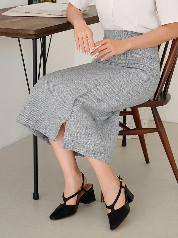 Aveloria Falda larga de mujer con estampado todo sobre y abertura alta