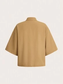 SHEIN Unity Women Loose Casual Shirt With Pocket And Drop Shoulder For Summer, Solid Color