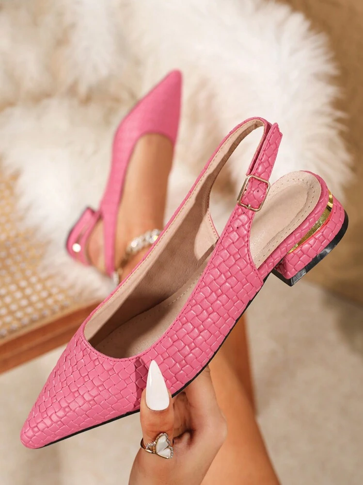 Women s Flat Backless Strap Sandals With Chunky Heels And Closed Toe Fashionable Pointed Toe Mules SHEIN USA