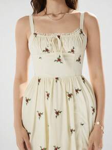 Enchnt Women's Elegant Summer Ditsy Floral Cinching Waist Cami Dress