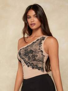 Forever 21 Ladies' Apricot-Colored Lace-Up Printed Top - Apricot - View 5