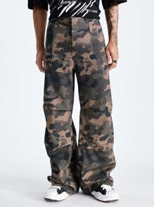 Manfinity VCAY Men's Digital Camo Printed Loose Wide Leg Pants Going Out - Multicolor - View 4