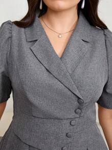 Modelyn 大码女式纯色简约日常连衣裙长款晚礼服 - 淺灰色 - 查看 2