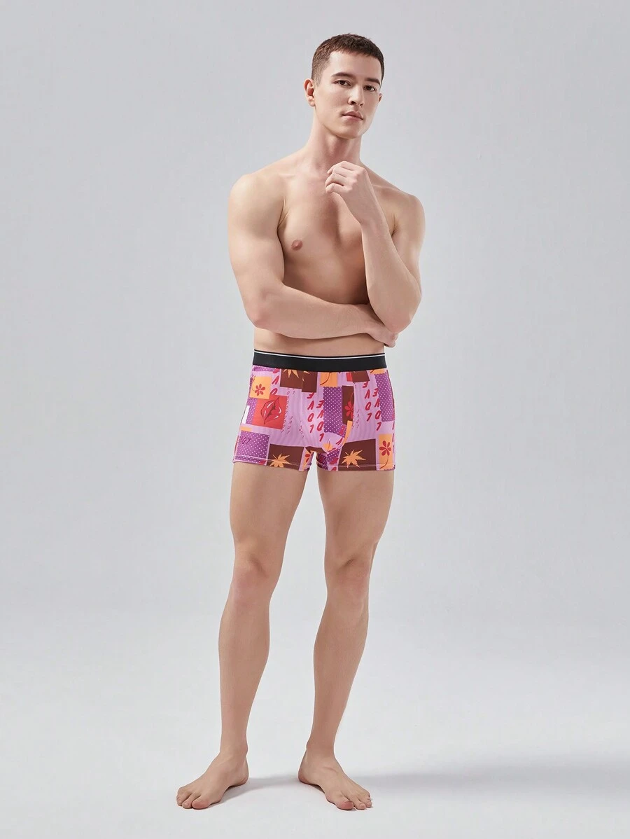 Men's Print Patterned Fashionable Daily Wear Boxers - Multicolor - View 1