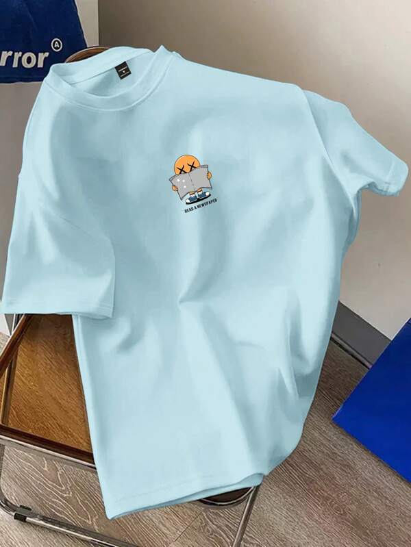 Manfinity Hypemode Men Summer Round Neck Cartoon Printed Short-Sleeved T-Shirt