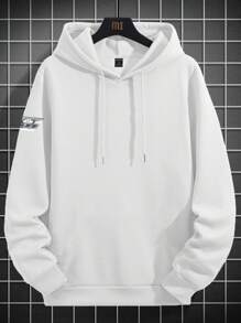 Manfinity EMRG Felpa casual con cappuccio da uomo con stampa di slogan auto e coulisse