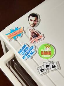 THE BIG BANG THEORY X SHEIN 6pcs/Set Cartoon & Letter Printed Fridge Magnets - Multicolor - View 2