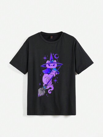 texdoodles Camiseta casual de verano para mujer de manga corta y cuello redondo con estampado de dibujos animados