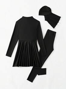 Swim Mulvari Women's Summer Beach Tankini Set 3 Pieces, Wireless Top, Waist Belted Solid Color Tankini Set, Including Pants And Hat