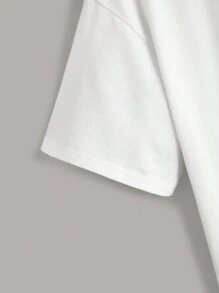 SHEIN EZwear 口号图案 T 恤 Beautiful Soul - 白色 - 查看 4