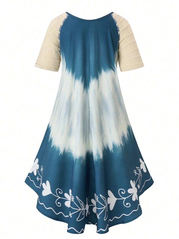 Plus Size Printed Casual Holiday Summer Short Sleeve Dress