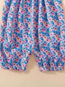 Baby Girl Casual/ Vacation Style Floral Embroidered Sleeveless Jumpsuit, Summer - Multicolor - View 4