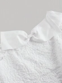 SHEIN MOD 白色優雅連衣裙，大蝴蝶結裝飾，夏季露肩A字裙 - 白色 - 查看 3