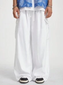Manfinity VCAY Men's Solid Loose Woven Wide Leg Pants