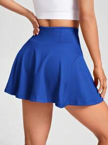 SHEIN EZwear Váy dệt kim thông thường màu xanh thể thao dành cho nữ, để chạy bộ, tập thể dục - Xanh đậm - Xem 2