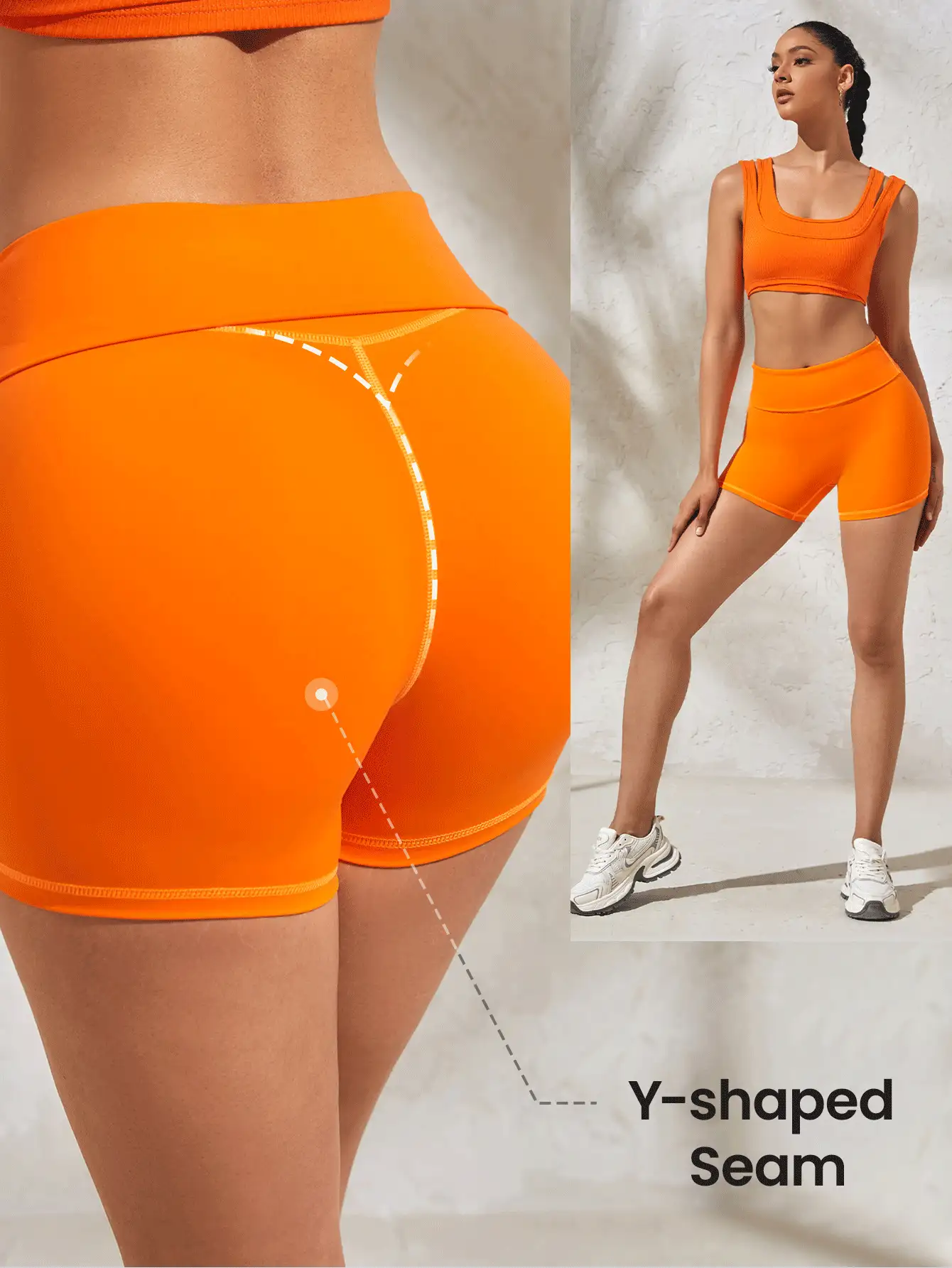 Double-Layer Fashionable Women Solid Color Flip High-Waist Fitness Yoga Shorts