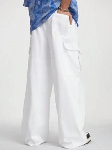Manfinity VCAY Men's Solid Loose Woven Wide Leg Pants